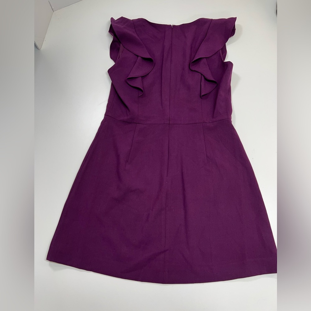 French Connection Whisper Ruffle V-Neck Dress Purple Size 10 New With Tags - Picture 3 of 14